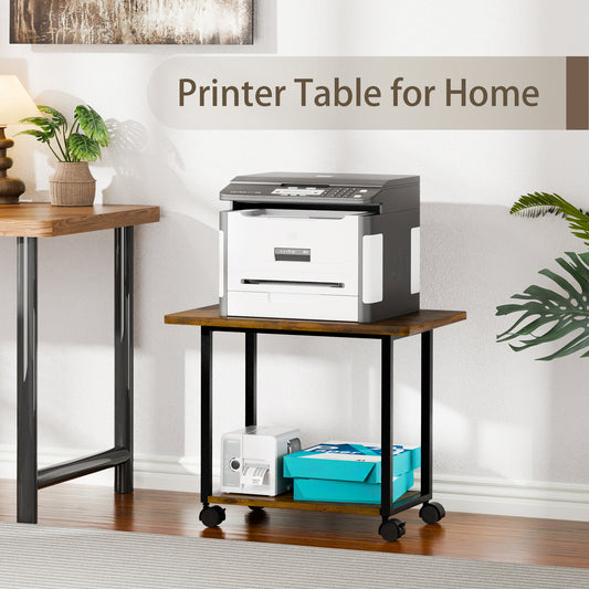 22"x15.75" Large Under Desk Printer Stand. 2-Tier Rolling Printer Cart with Wheels. KS200