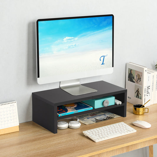 2 Tiers 20 Inch Wooden Printer Desktop Monitor Stand Riser with Double Storage. DS502