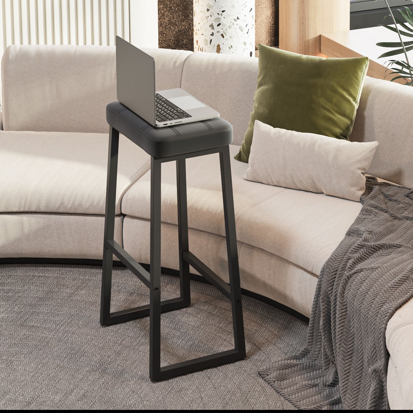 B2B 30 Inch Counter Height Bar Stools, Modern Leather Barstools with Metal Leg. SK720