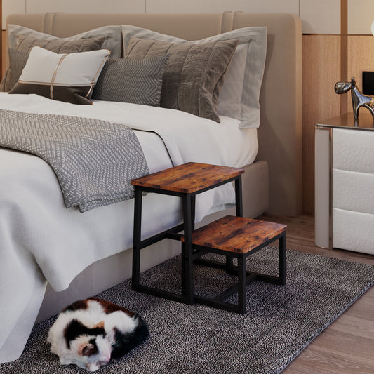 B2B Two Step Stool for Adults,Holds up to 500Lb,Wooden&Metal Frame. SK402