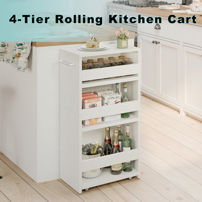 4-tier slim storage cart with handles, a pull-out rolling multifunctional cart suitable. KS4