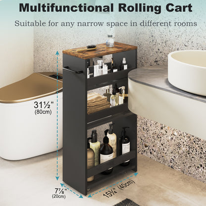 4-tier slim storage cart with handles, a pull-out rolling multifunctional cart suitable. KS4