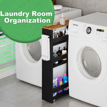 4-tier slim storage cart with handles, a pull-out rolling multifunctional cart suitable. KS4