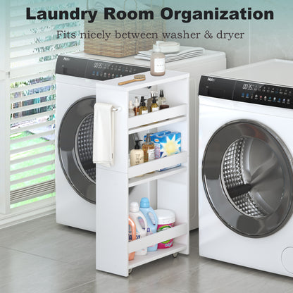 4-tier slim storage cart with handles, a pull-out rolling multifunctional cart suitable. KS4