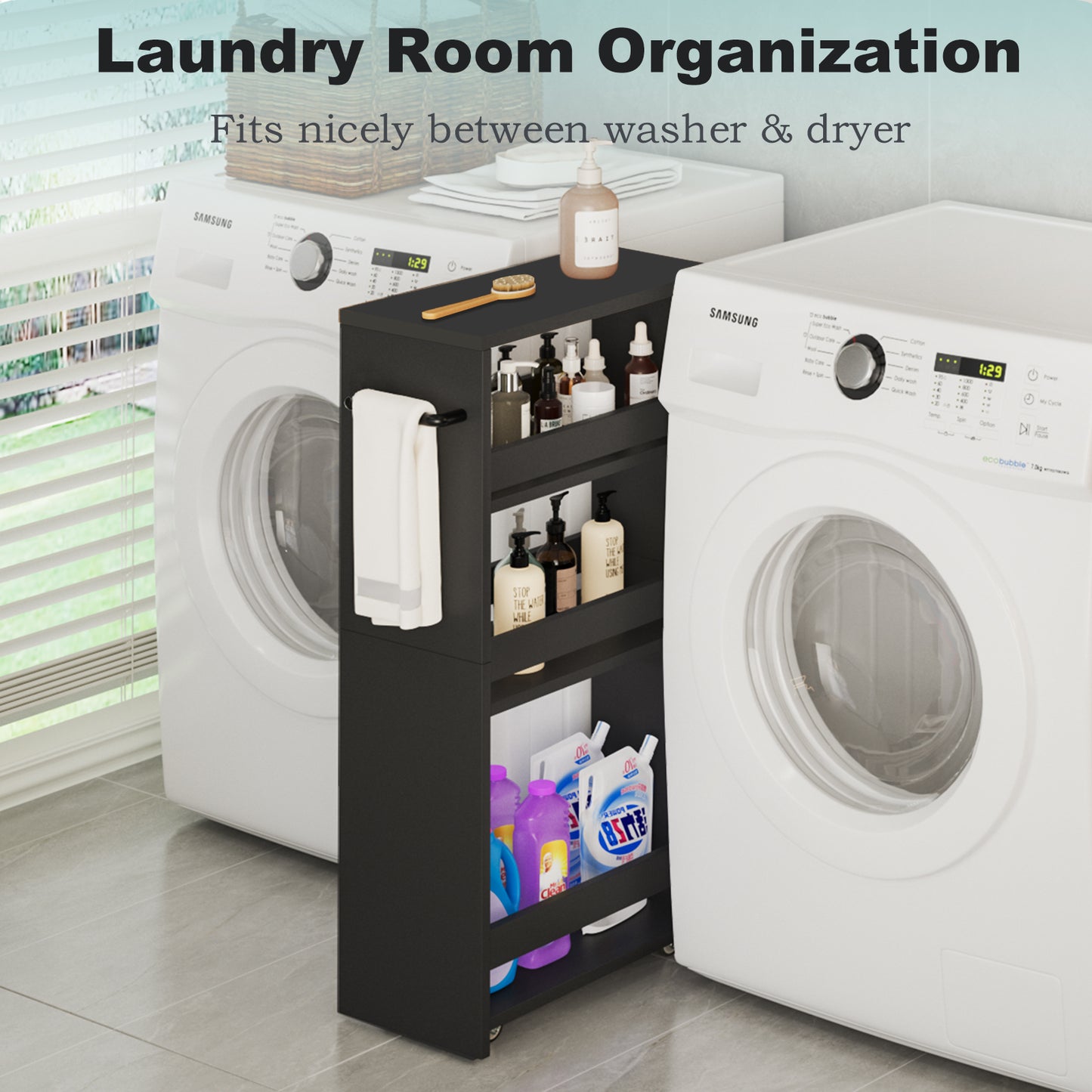 4-tier slim storage cart with handles, a pull-out rolling multifunctional cart suitable. KS4