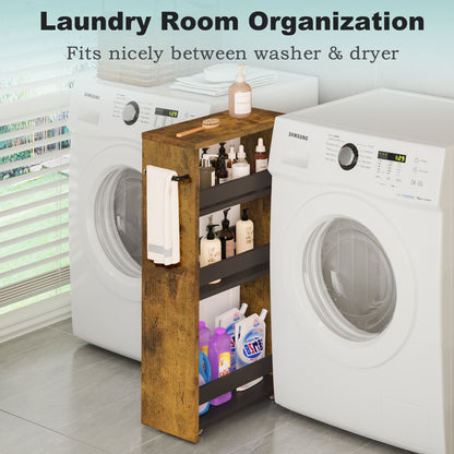 4-tier slim storage cart with handles, a pull-out rolling multifunctional cart suitable. KS4