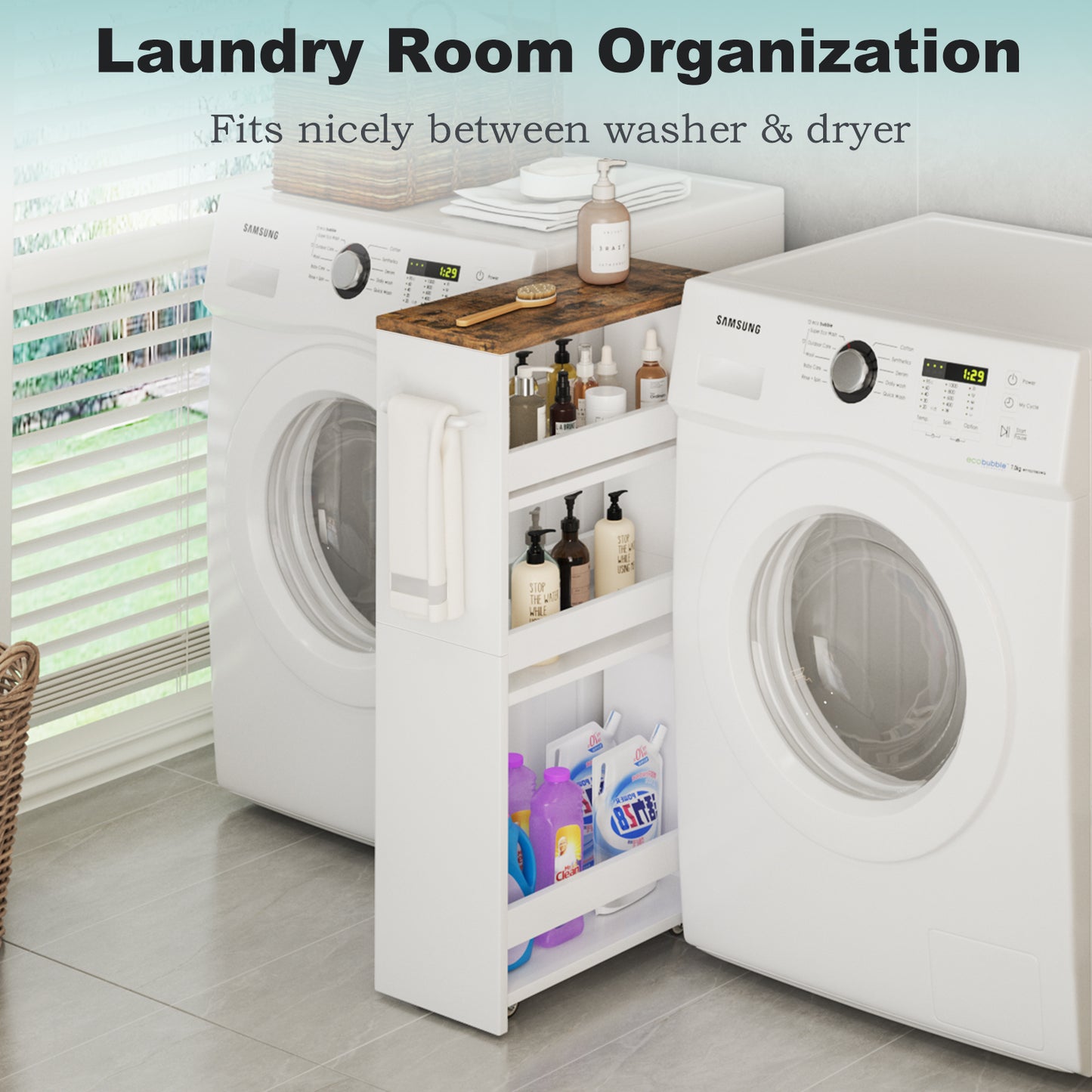 4-tier slim storage cart with handles, a pull-out rolling multifunctional cart suitable. KS4