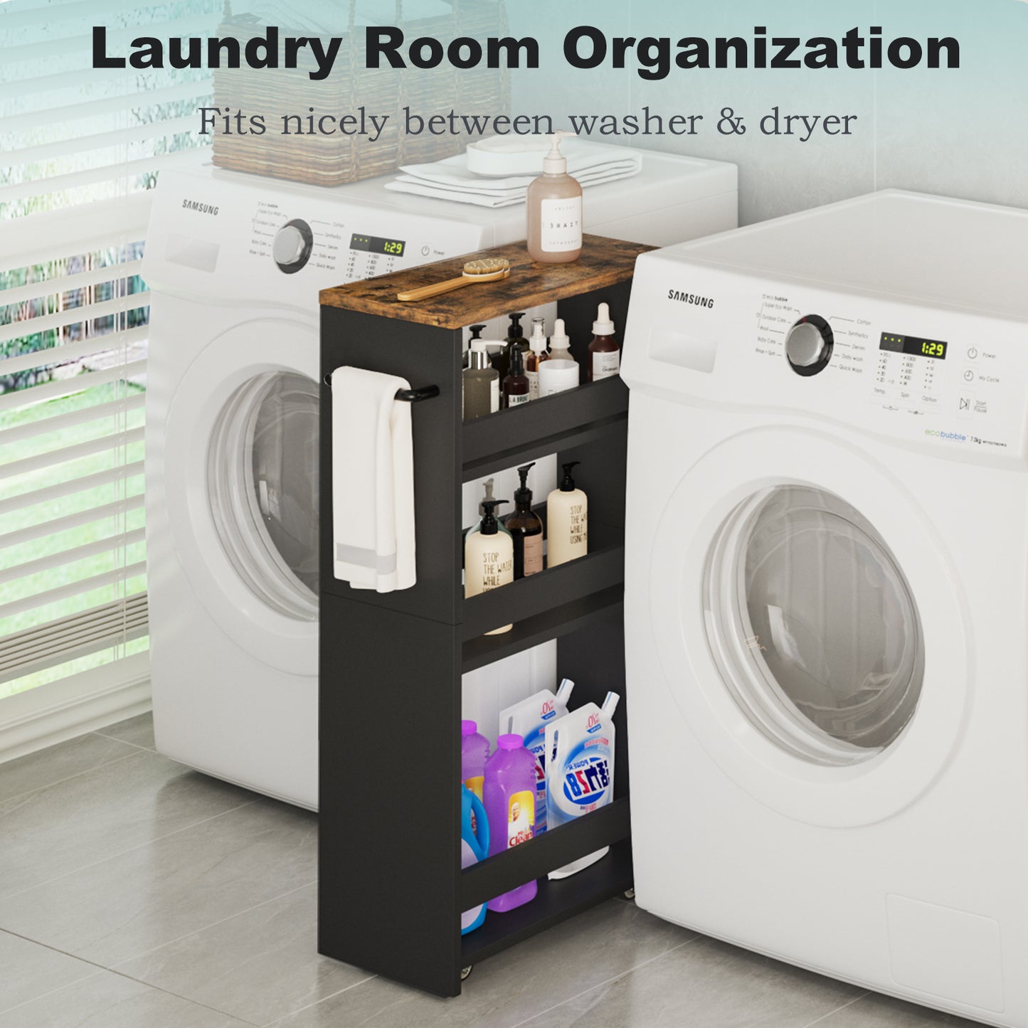 4-tier slim storage cart with handles, a pull-out rolling multifunctional cart suitable. KS4