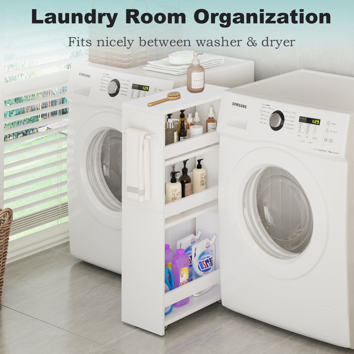 4-tier slim storage cart with handles, a pull-out rolling multifunctional cart suitable. KS4