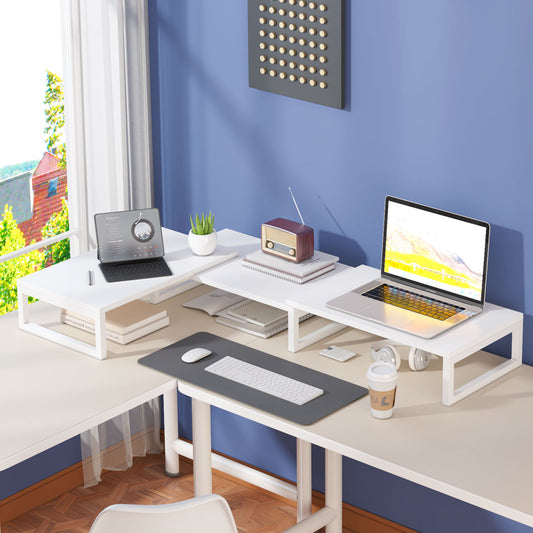 B2B Desk Organizer Dual Monitor Stand Riser, Adjustable Computer Stand 45.5'' Long Desktop Shelf Office Organizer. DS430