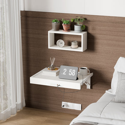 Wall Mounted Folding Bedside Shelf with LED & USB-C Ports. RSW430C
