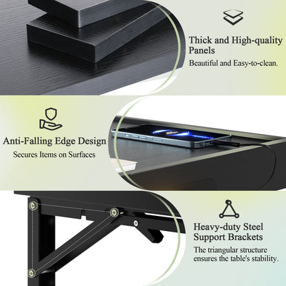 Wall Mounted Folding Bedside Shelf with LED & USB-C Ports. RSW430C