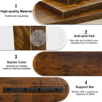 2 Tiers 20 Inch Wooden Printer Desktop Monitor Stand Riser with Double Storage. DS502