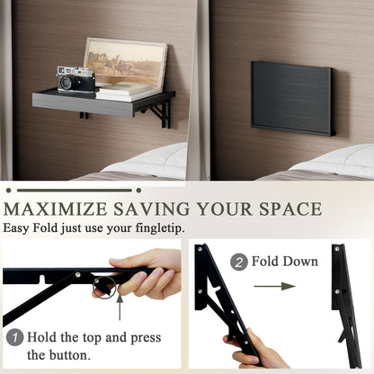16.5''x12'' Wall Mounted Folding Bedside Shelf, Space Saving Tray. RSW430