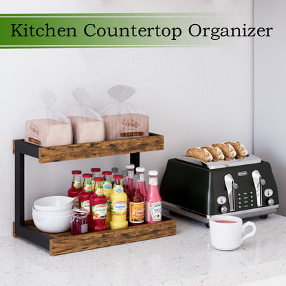 2 Tier Spice Rack Organizer for Countertop, Counter Shelf Desktop Storage. KS002