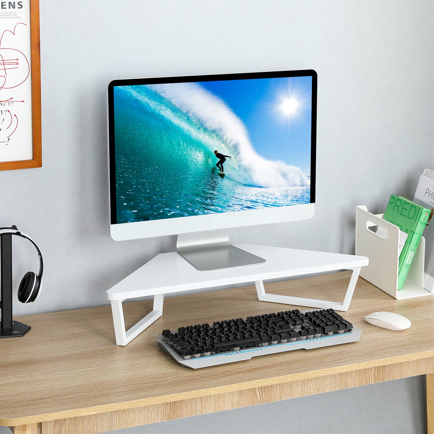 26 inch Triangle Monitor Stand Riser, Desktop Corner Shelf. DST600