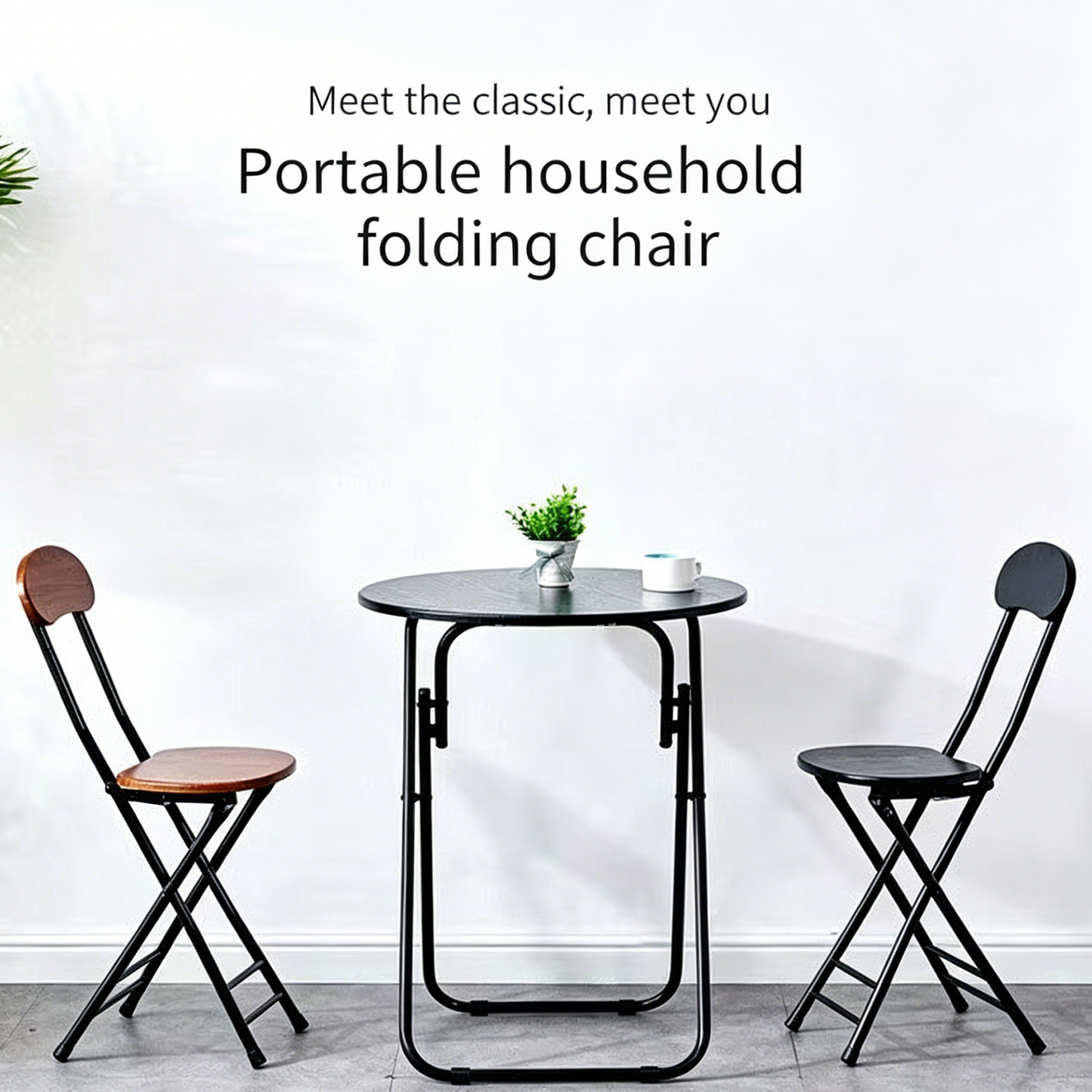 Home Folding Chair with Backrest Space Saving Portable Desk Stool