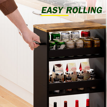 4-tier slim storage cart with handles, a pull-out rolling multifunctional cart suitable. KS4