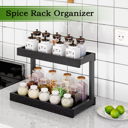 2 Tier Spice Rack Organizer for Countertop, Counter Shelf Desktop Storage. KS002