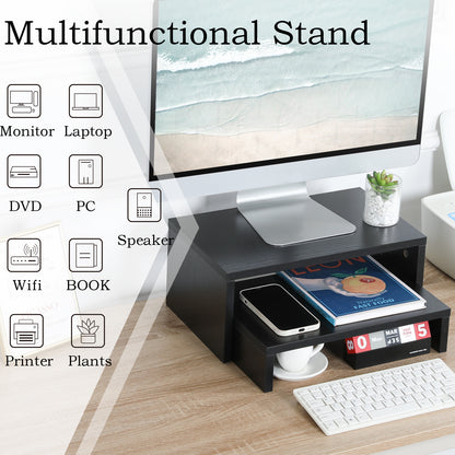 B2B Wood 2 Tier Adjustable Stand for 2 Monitors/Laptop/PC. DS402