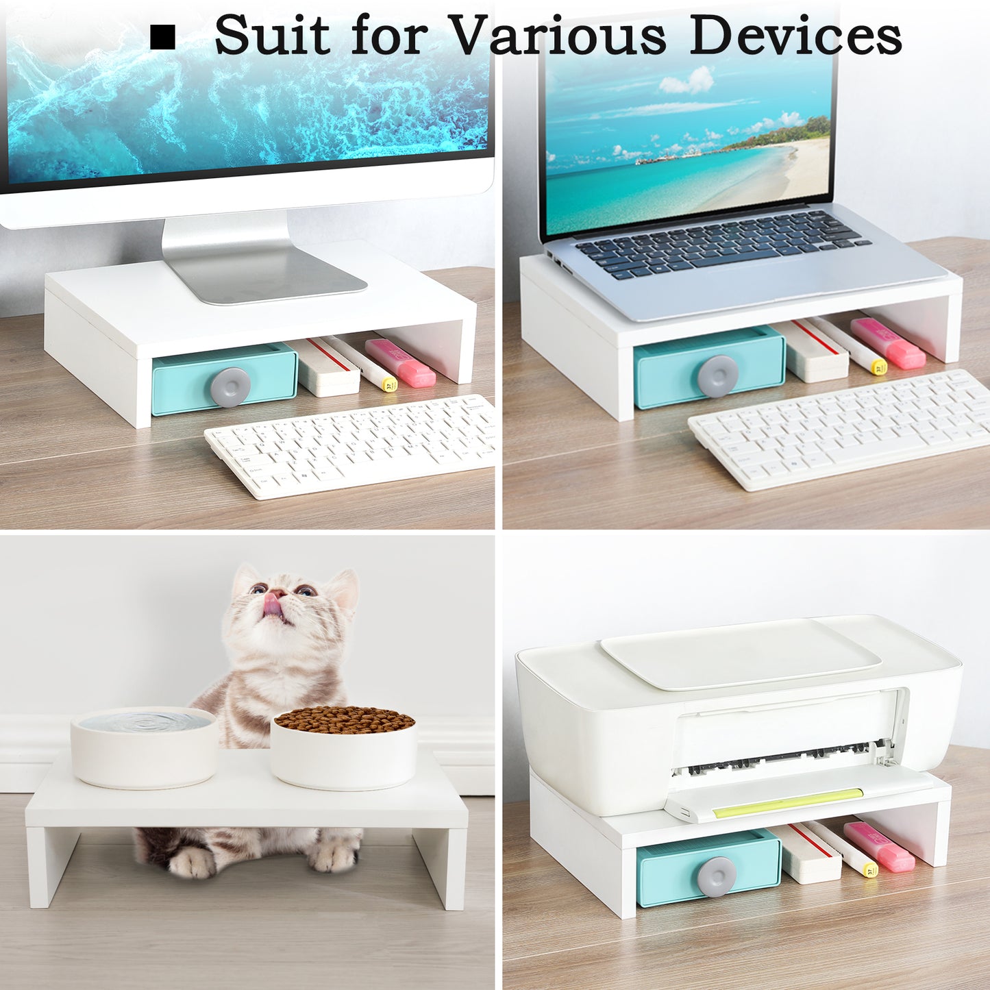 B2B 2 pack 14.2 inch  Wood Monitor Stand Riser with Storage. DS400x2