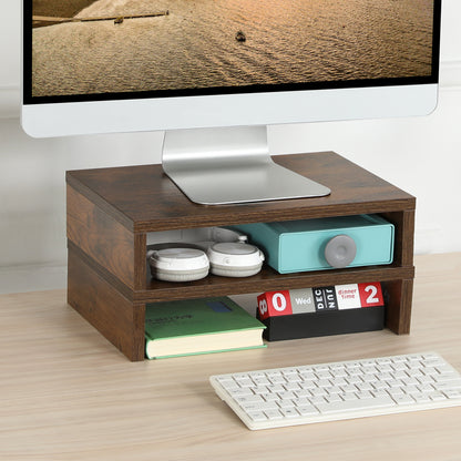 B2B 2 pack 14.2 inch  Wood Monitor Stand Riser with Storage. DS400x2