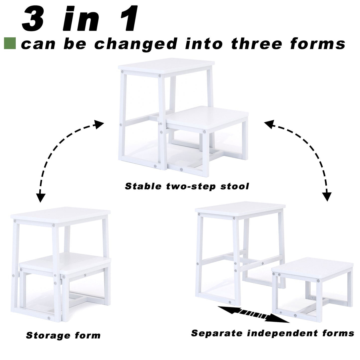 B2B Two Step Stool for Adults,Holds up to 500Lb,Wooden&Metal Frame. SK402