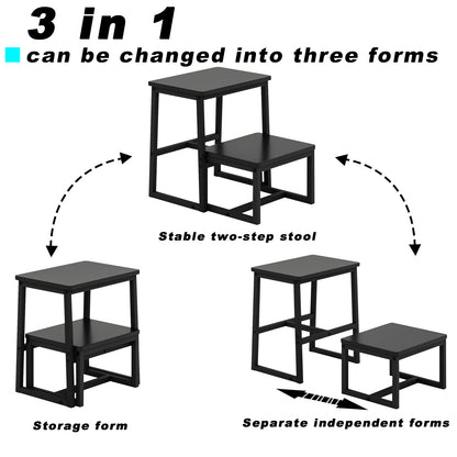B2B Two Step Stool for Adults,Holds up to 500Lb,Wooden&Metal Frame. SK402