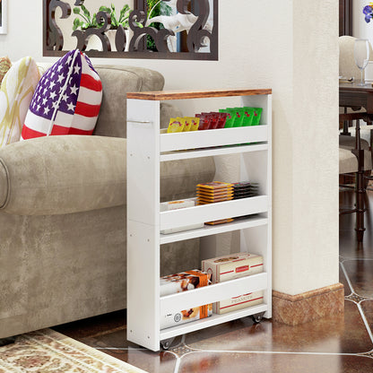 4-tier slim storage cart with handles, a pull-out rolling multifunctional cart suitable. KS4