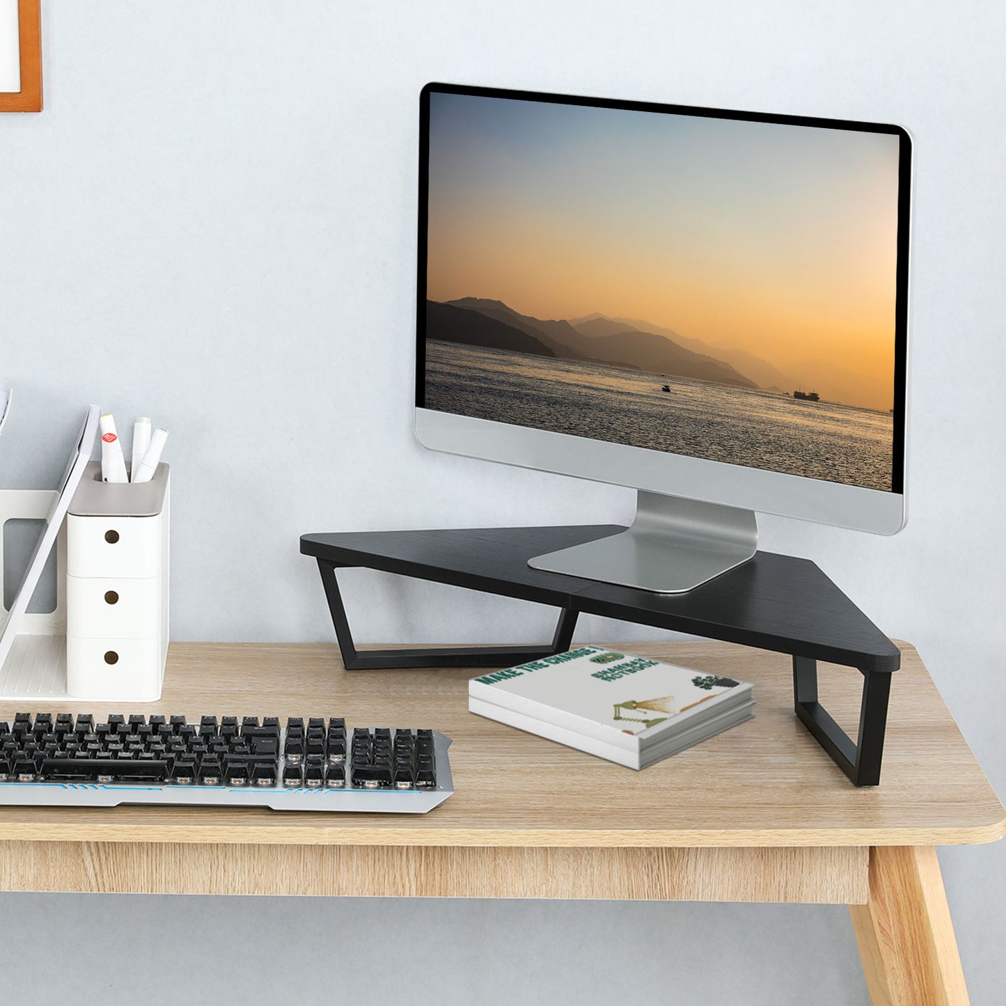 26 inch Triangle Monitor Stand Riser, Desktop Corner Shelf. DST600