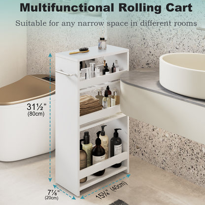 4-tier slim storage cart with handles, a pull-out rolling multifunctional cart suitable. KS4