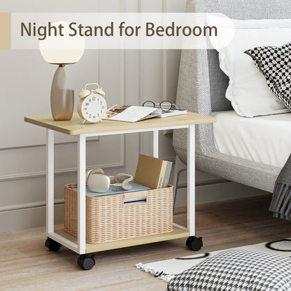 22"x15.75" Large Under Desk Printer Stand. 2-Tier Rolling Printer Cart with Wheels. KS200