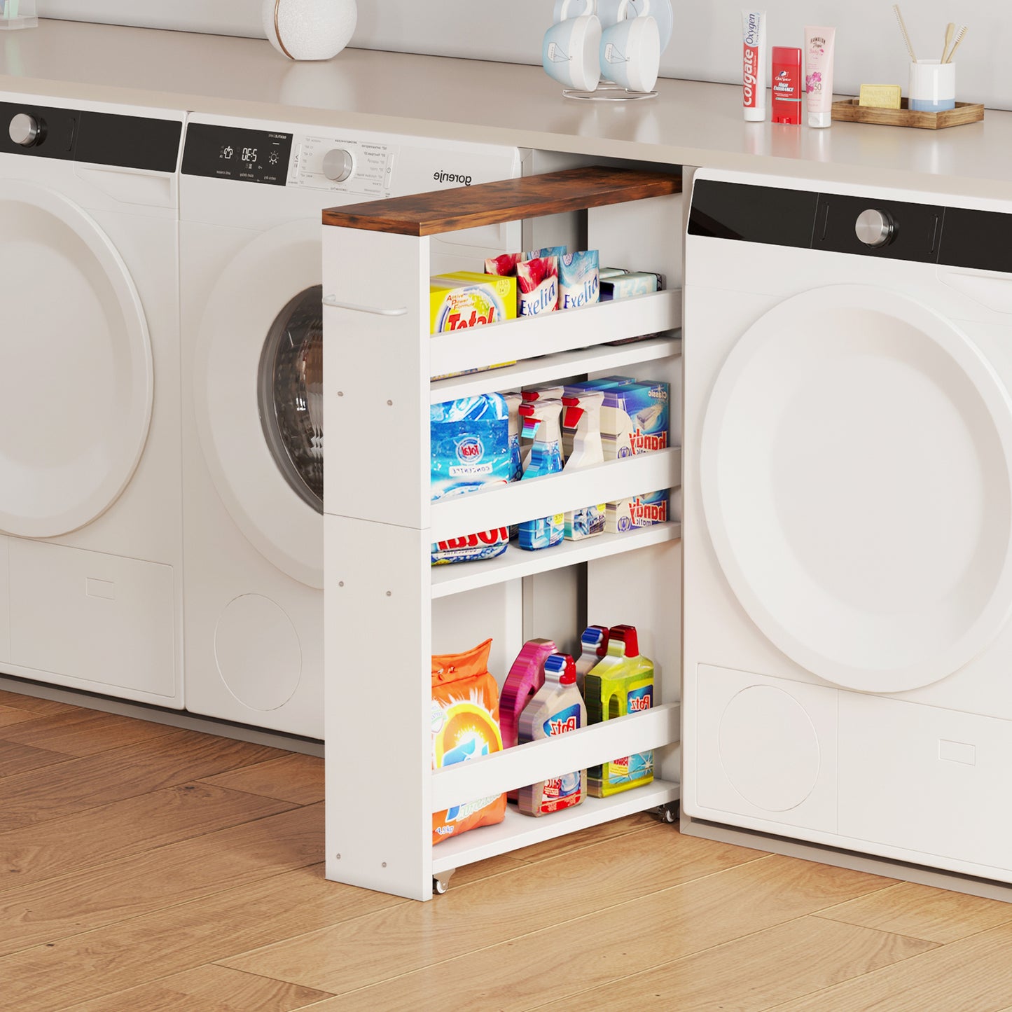 4-tier slim storage cart with handles, a pull-out rolling multifunctional cart suitable. KS4