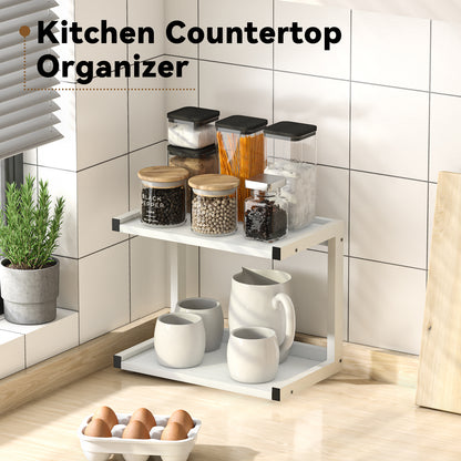 12.6"×7.7" 2-Tier Wood Counter Shelf, Kitchen Spice Rack Organizer. KS0021