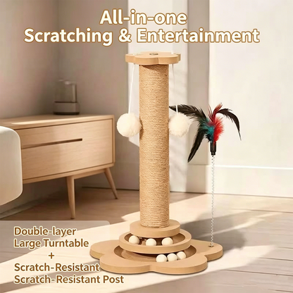 Cat Toys for Indoor Cats, Sisal Scratching Post with Feather Toy