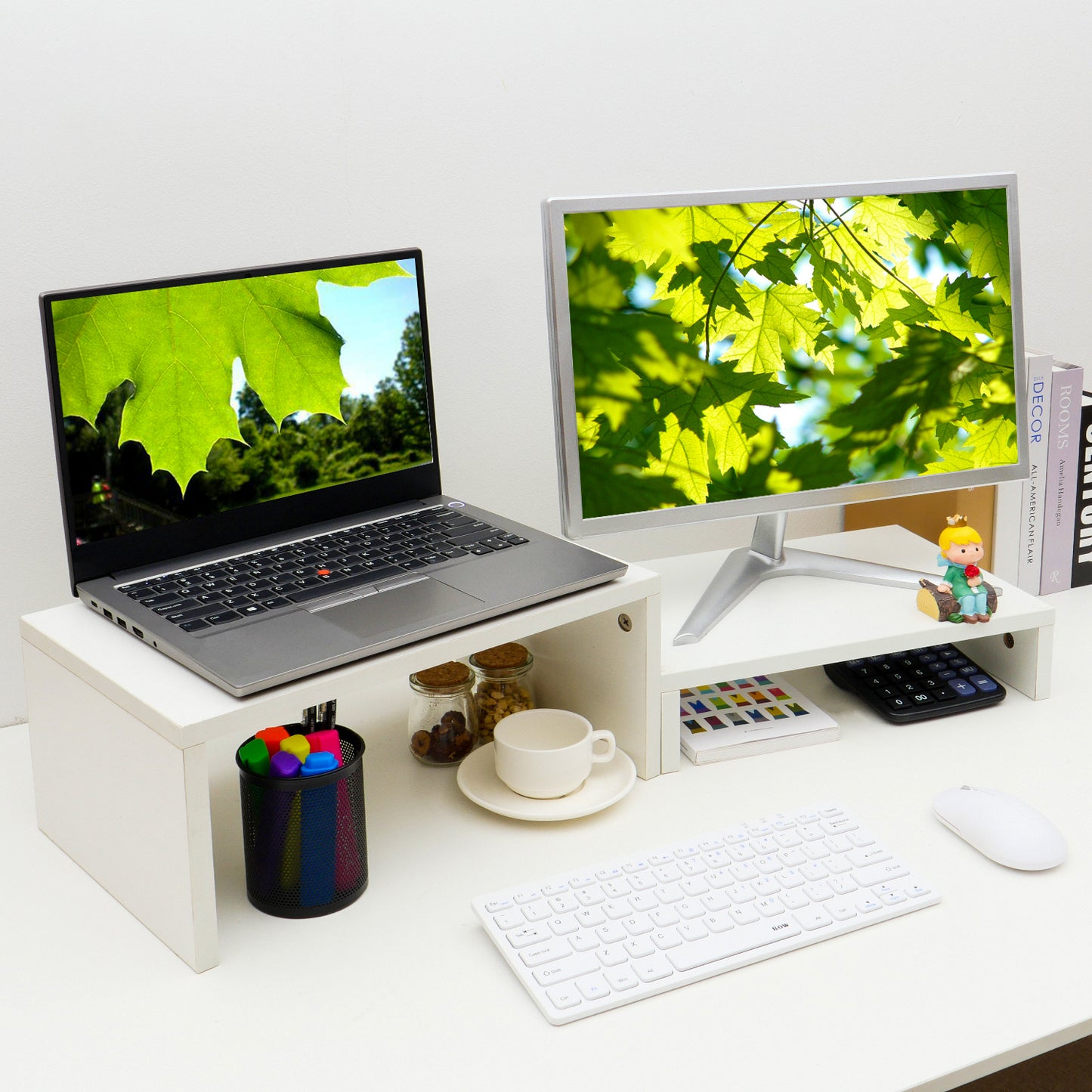 2 Tier Adjustable Stand for 2 Monitor Stands