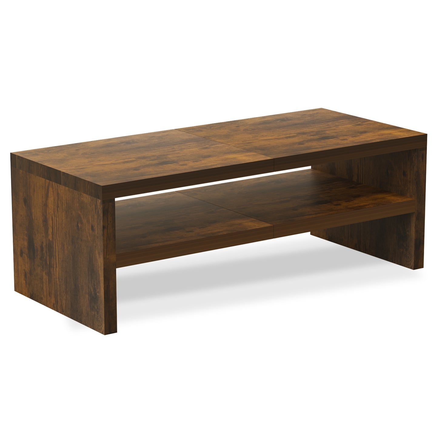 2 Tiers 20 Inch Wooden Printer Desktop Monitor Stand Brown