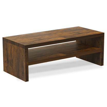 2 Tiers 20 Inch Wooden Printer Desktop Monitor Stand Brown