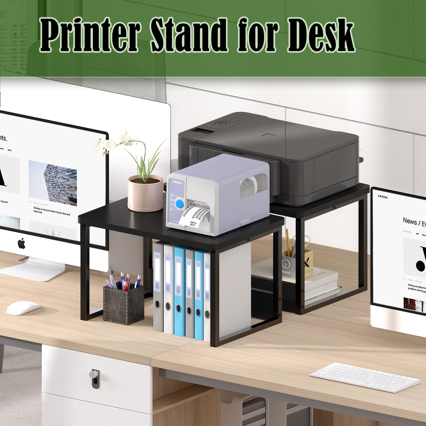 B2B 2 Pack Printer Stand for Desk, Shelf Organzier. KS001×2
