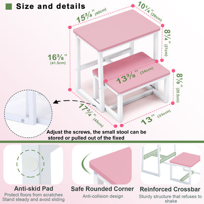 B2B Two Step Stool for Adults,Holds up to 500Lb,Wooden&Metal Frame. SK402