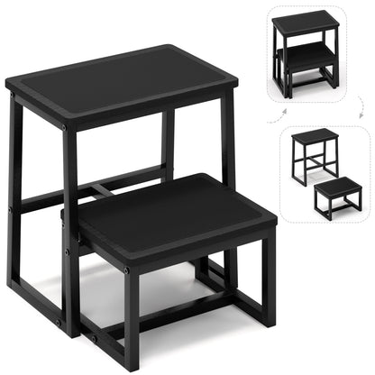 B2B Two Step Stool for Adults,Holds up to 500Lb,Wooden&Metal Frame. SK402