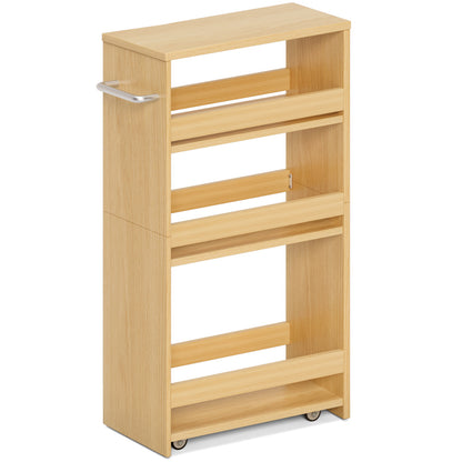B2B 4-Tier Slim Storage Cart with Handles, Rolling Pull-Out Organizer. KS4
