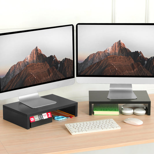 B2B 2 pack 14.2 inch  Wood Monitor Stand Riser with Storage. DS400x2