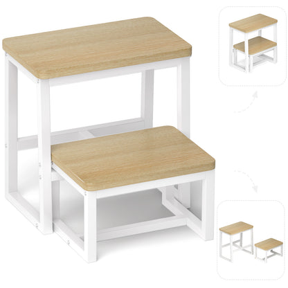 B2B Two Step Stool for Adults,Holds up to 500Lb,Wooden&Metal Frame. SK402
