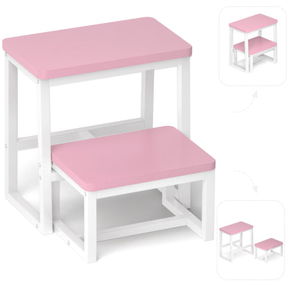 B2B Two Step Stool for Adults,Holds up to 500Lb,Wooden&Metal Frame. SK402