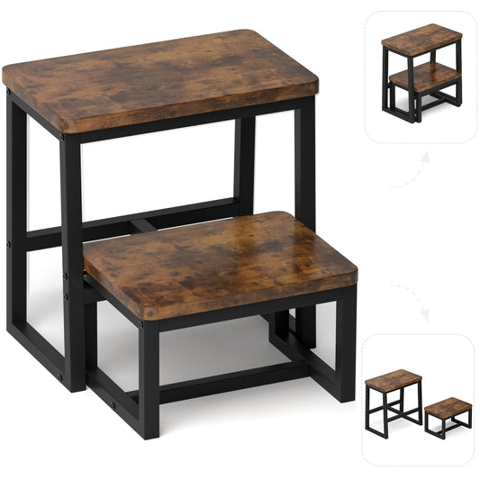 B2B Two Step Stool for Adults,Holds up to 500Lb,Wooden&Metal Frame. SK402