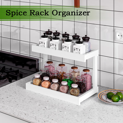 2 Tier Spice Rack Organizer for Countertop, Counter Shelf Desktop Storage. KS002