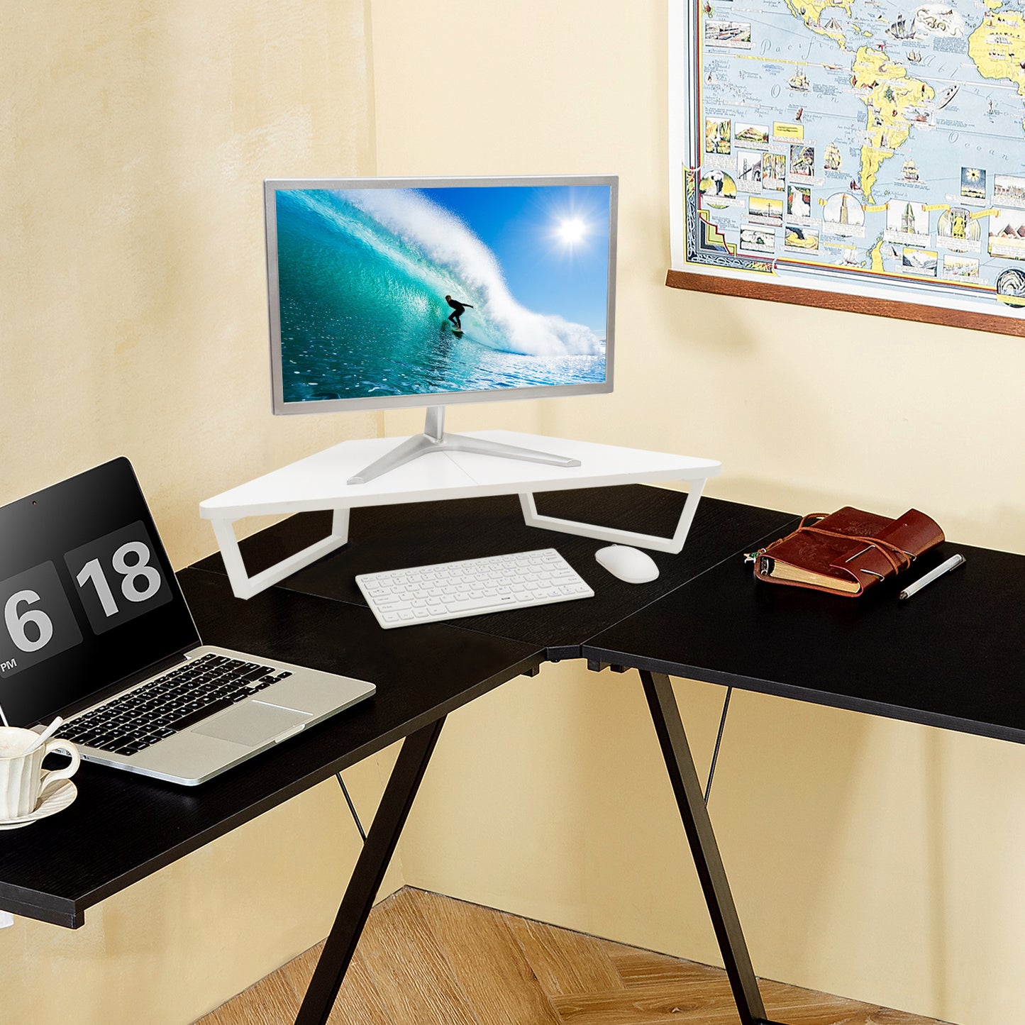 26 inch Triangle Monitor Stand Riser, Desktop Corner Shelf. DST600
