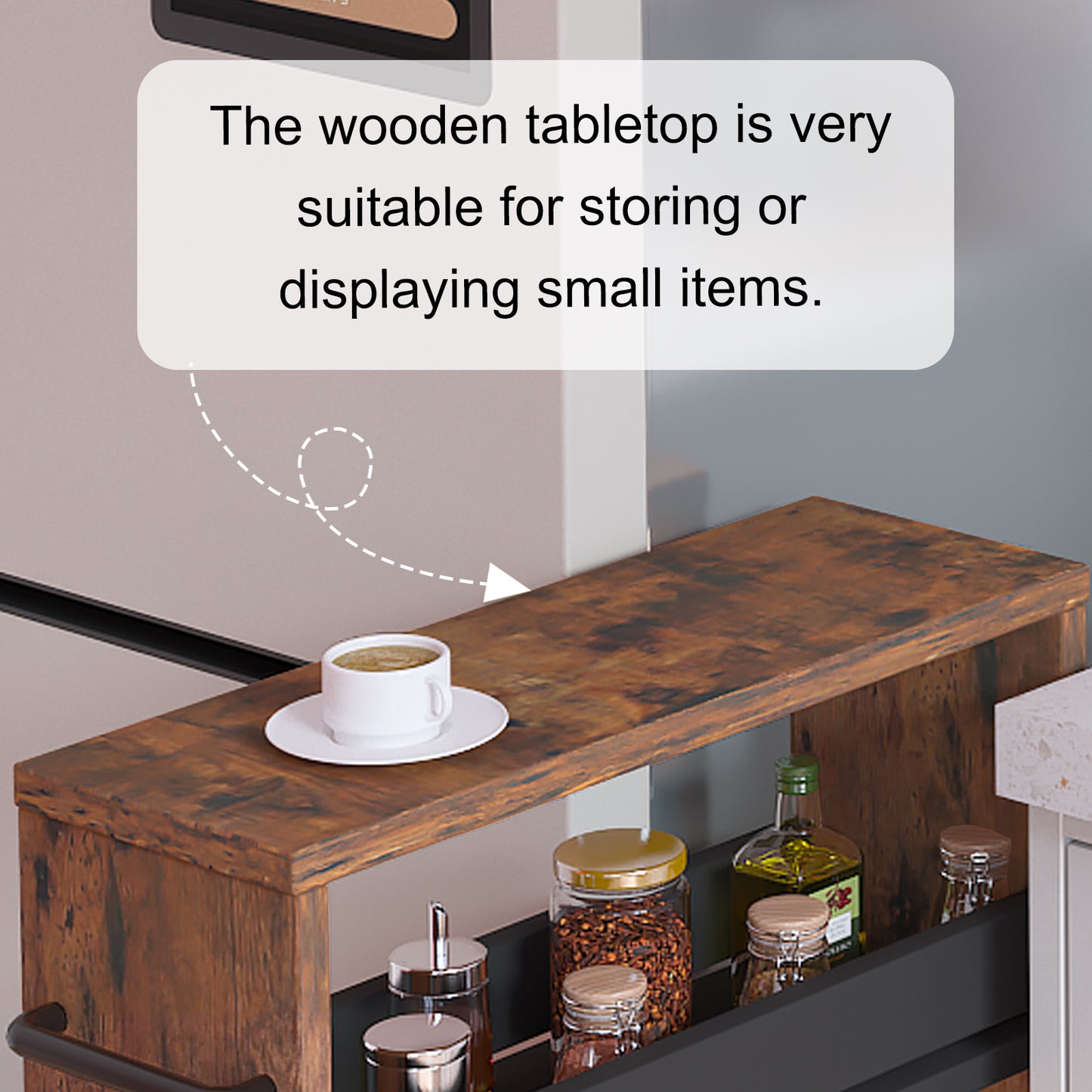 4-tier slim storage cart with handles, a pull-out rolling multifunctional cart suitable. KS4