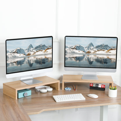 B2B 2-Pack 20" Wood Monitor Stand Riser with Keyboard Shelf. DS500X2